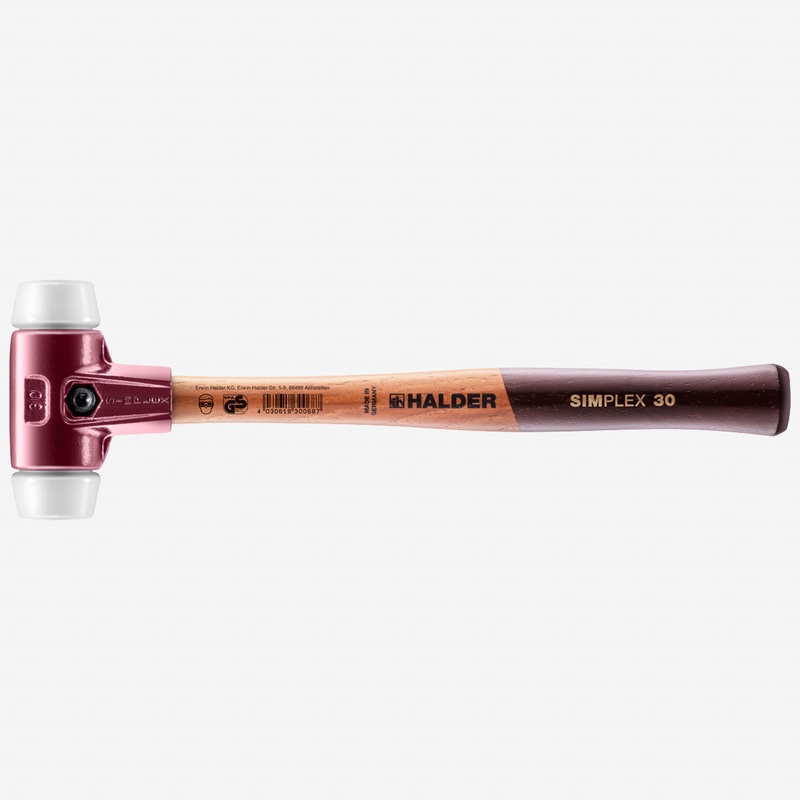 Halder Simplex Mallet with Superplastic Inserts  and Cast Iron Housing, 1.18" / 11.29 oz.