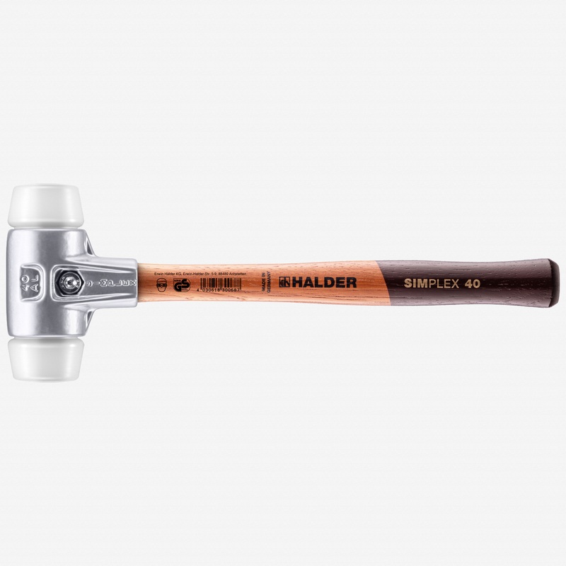 Halder Simplex Mallet with Superplastic Inserts and Lightweight Aluminum Housing, 1.57" / 12.7 oz.