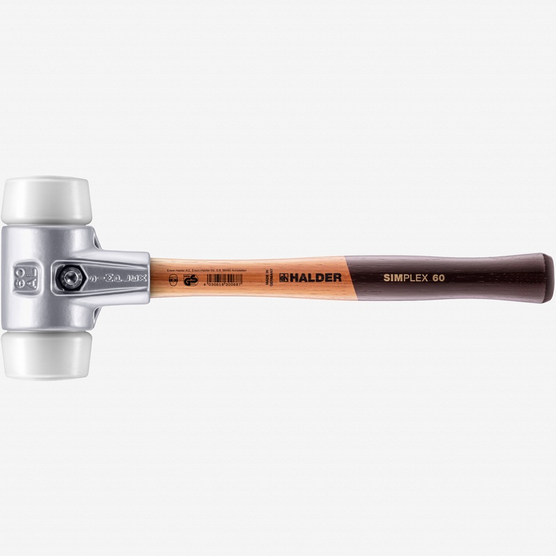 Halder Simplex Mallet with Superplastic Inserts and Lightweight Aluminum Housing, 2.36" / 30.16 oz.