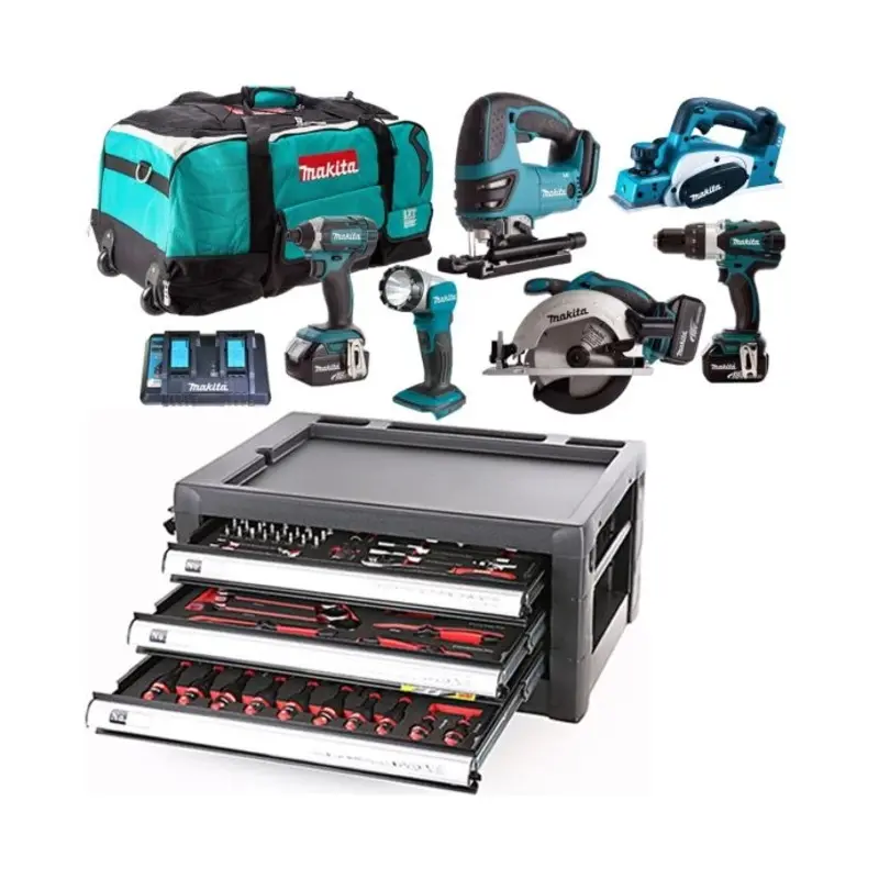 Makita DLX6067 18V 6 Piece Kit 3 Drawers Lockable Tool Chest