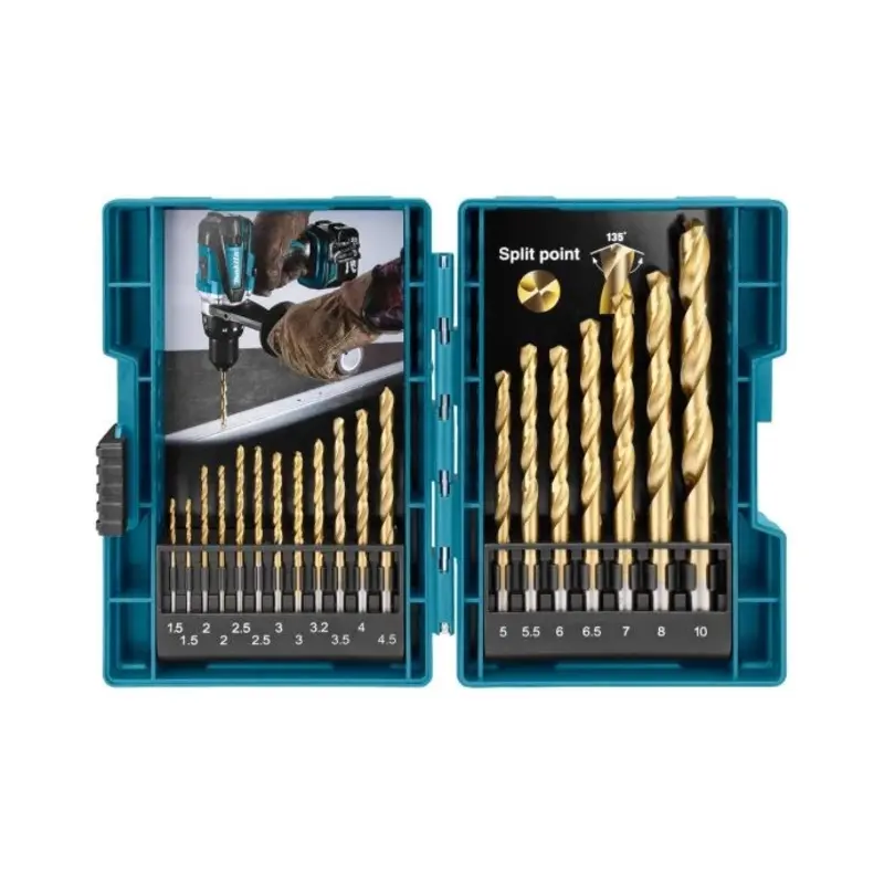 Makita D-67527 19 Piece HSS TiN Metal Drill Bit Set