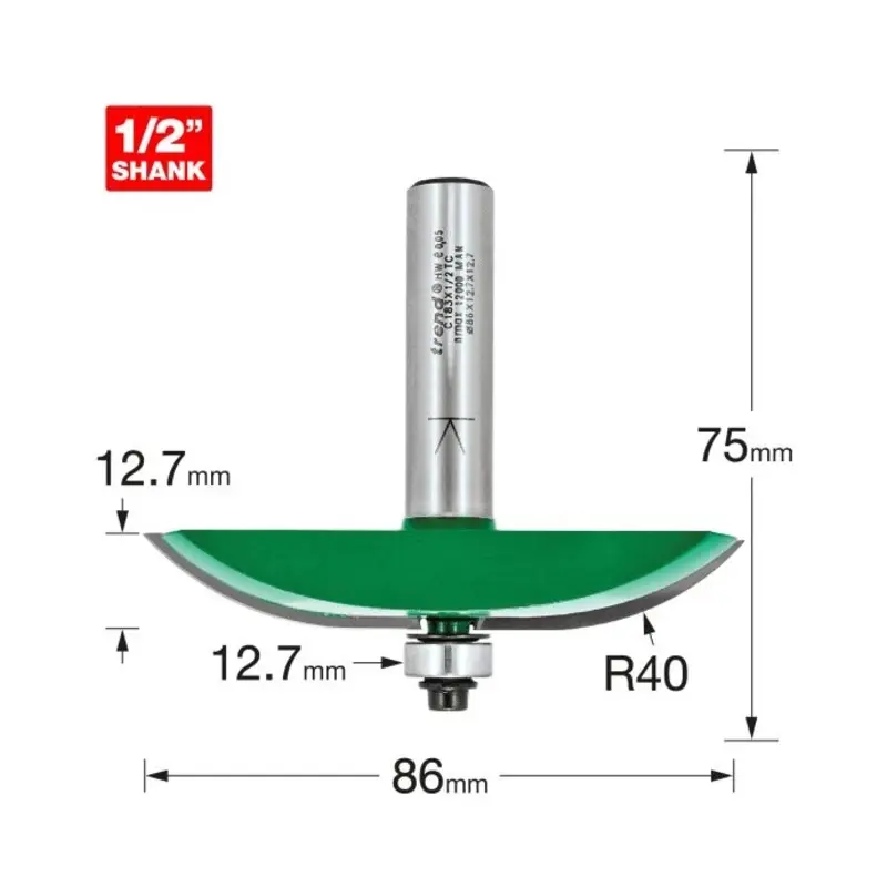 TREND Bearing guided 40mm radius panel raiser