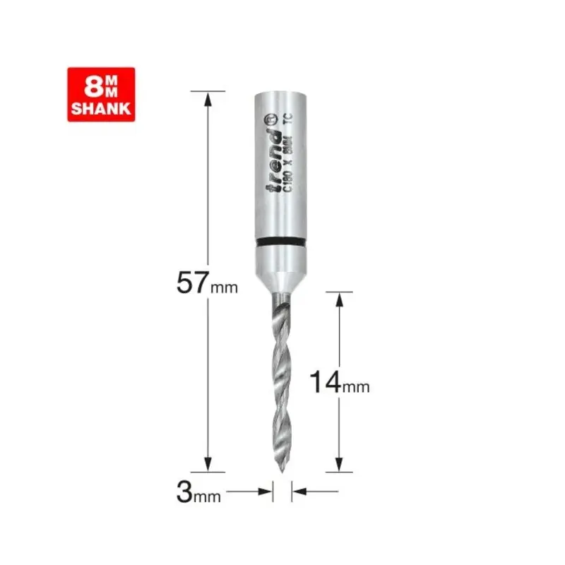 TREND Dowel drill 3mm x 14mm cut