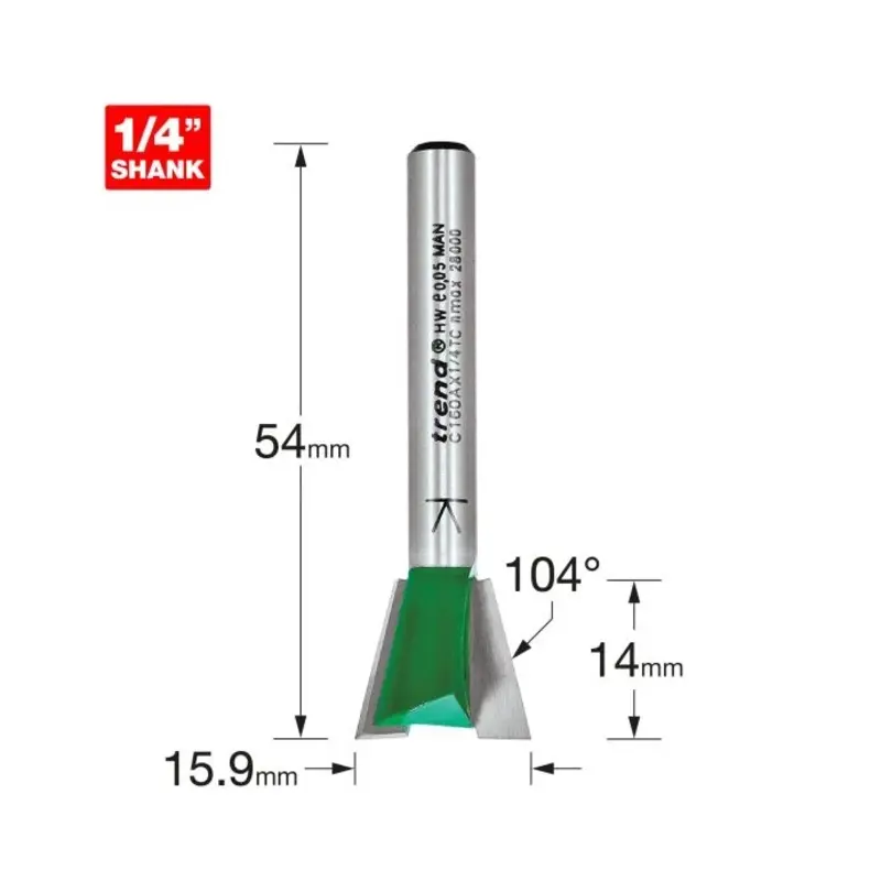 TREND Dovetail 15.9mm diameter x 104 degrees
