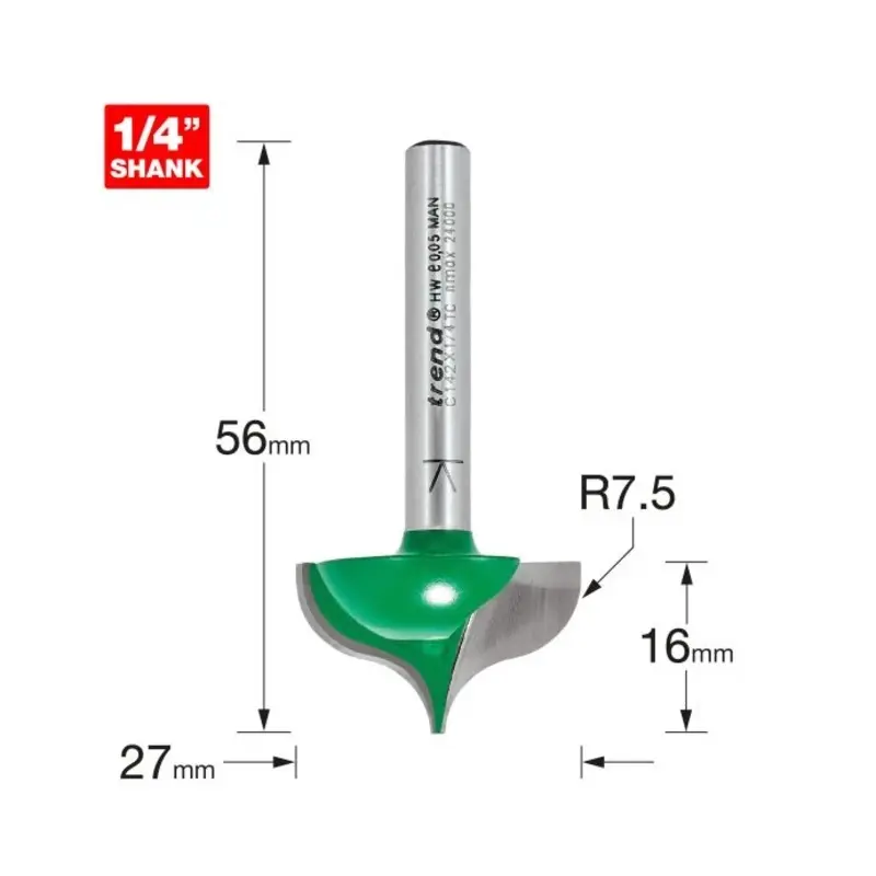 TREND Ogee mould 7.5mm radius x 27mm diameter