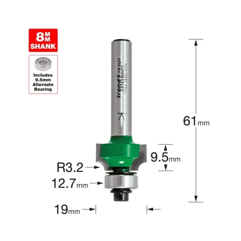 TREND Rounding over 3.2mm radius x 9.5mm cut