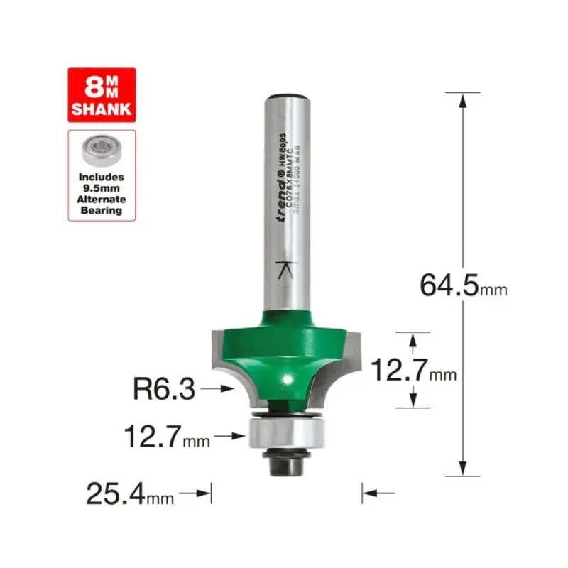 TREND Rounding over 6.3mm radius x 12.7mm cut