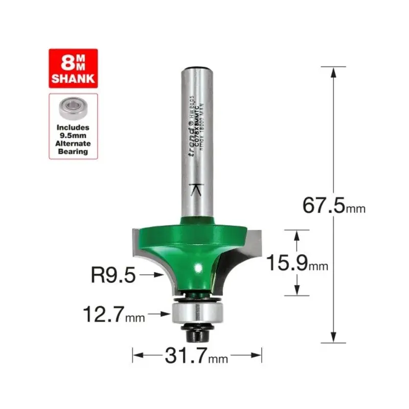 TREND Rounding over 9.5mm radius x 15.9mm cut