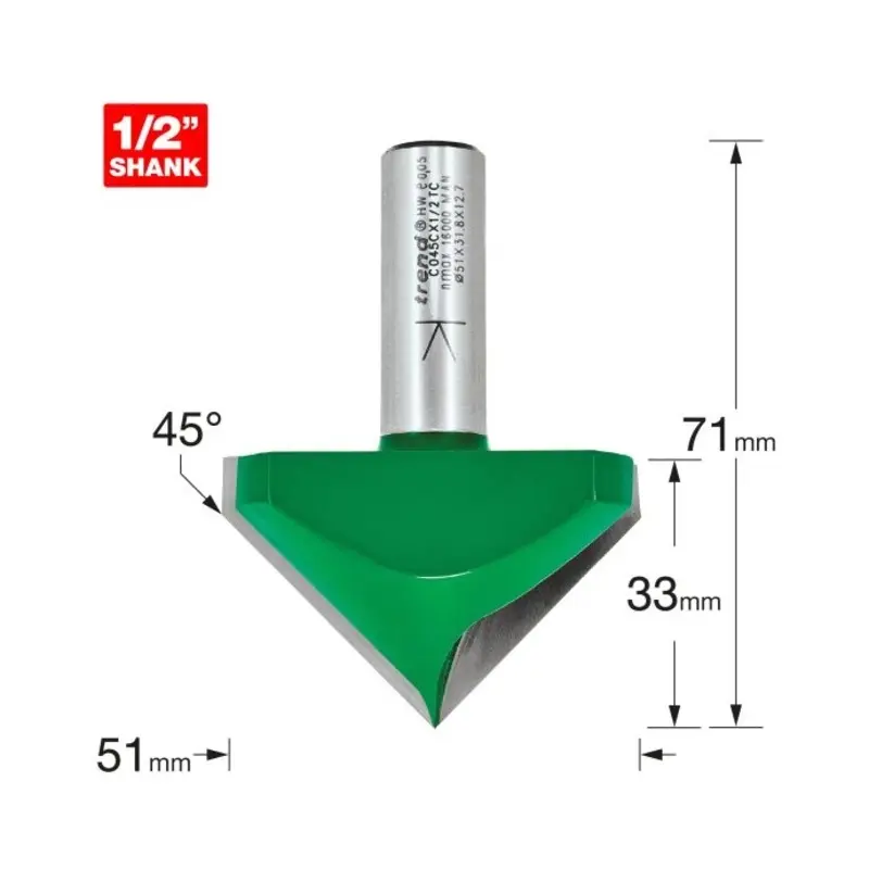 TREND Chamfer V groove cutter angle=45 degrees