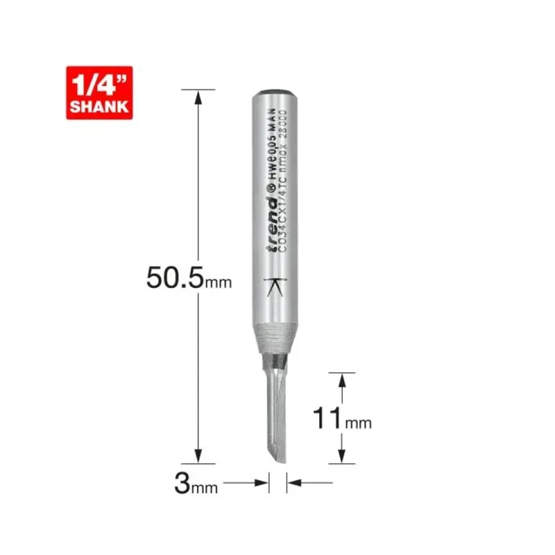 TREND One Flute 3mm diameter x 11mm cut