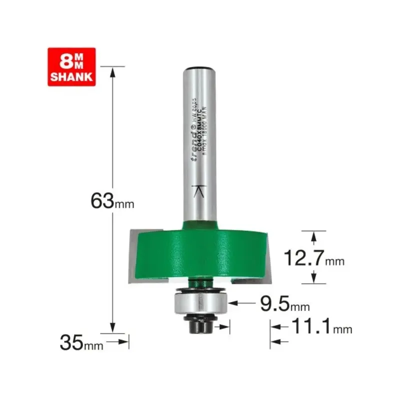 TREND Self guided rebater 35mm diameter x 12.7mm cut