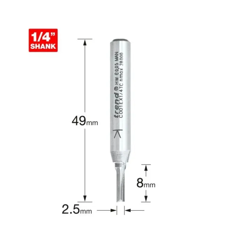 TREND Two Flute Cutter 2.5mm diameter