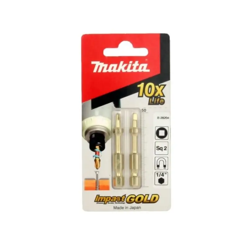 Makita B-28204 Impact Gold Screw Driver Bits 50mm SQ2 Pack of 2