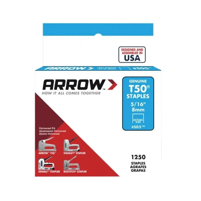 Arrow ARRT50516S T50 Staples 8mm (5/16in) (Box 1250)
