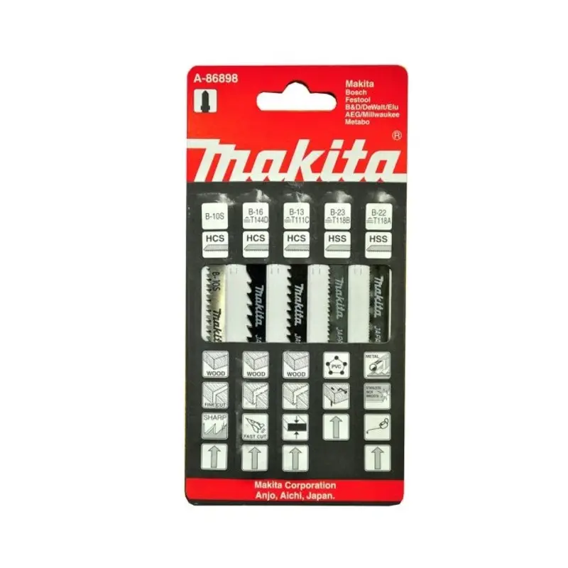 Makita A-86898 Assorted Jigsaw Blades for Wood & Metal 5Pcs