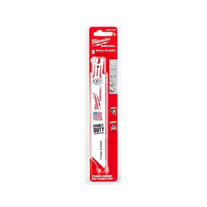 Milwaukee 48005186 Sawzall Metal Sabre Saw Blades 150mm x 24TPi - Pack of 5