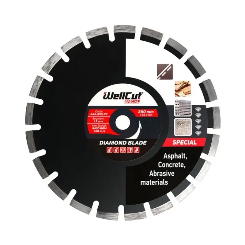 WellCut Diamond blade Special Asphalt 350mm x 25mm Bore 0.4mm Thickness 444-350/25