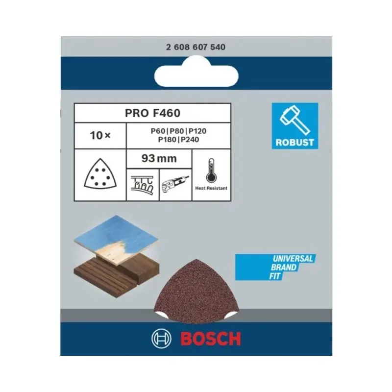 Bosch 2608607540 93mm Mixed Grit 10 Piece Multi Tool Sanding Sheets