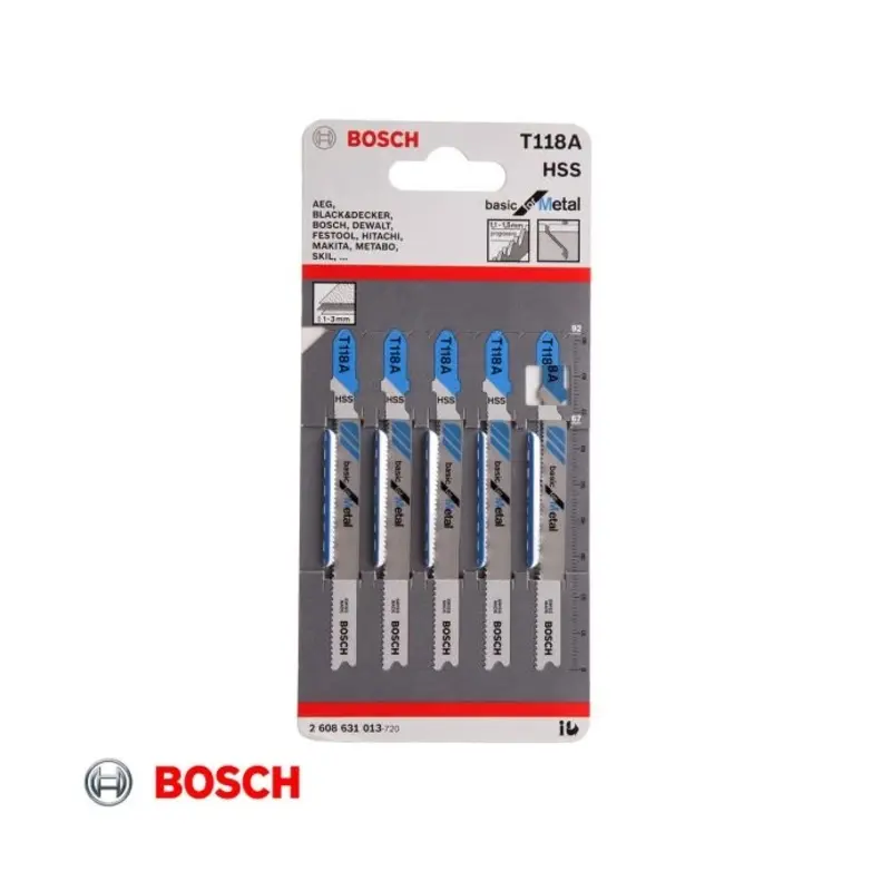 Bosch 2608631013 T118A 5 Piece Basic for Metal HSS Jigsaw Blades
