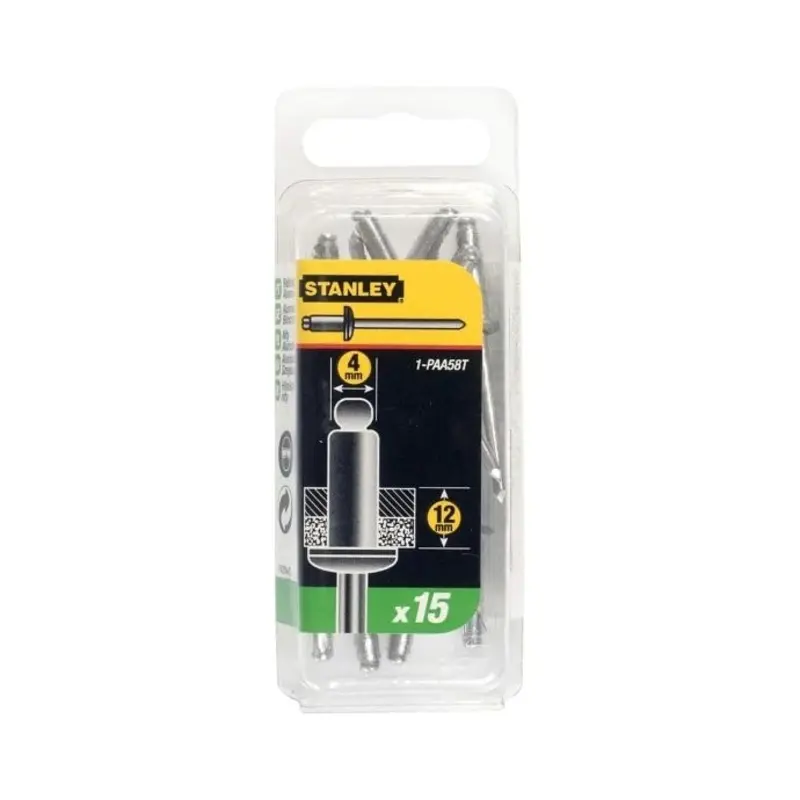 STANLEY 4mm x 12mm Aluminum Rivets (15 Pk) 1-PAA58T