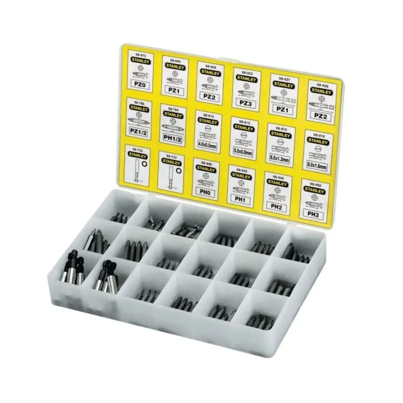 Stanley 1-68-741 200 Piece Insert Bits & Magnetic Bit Holders Assorted Tray STA168741