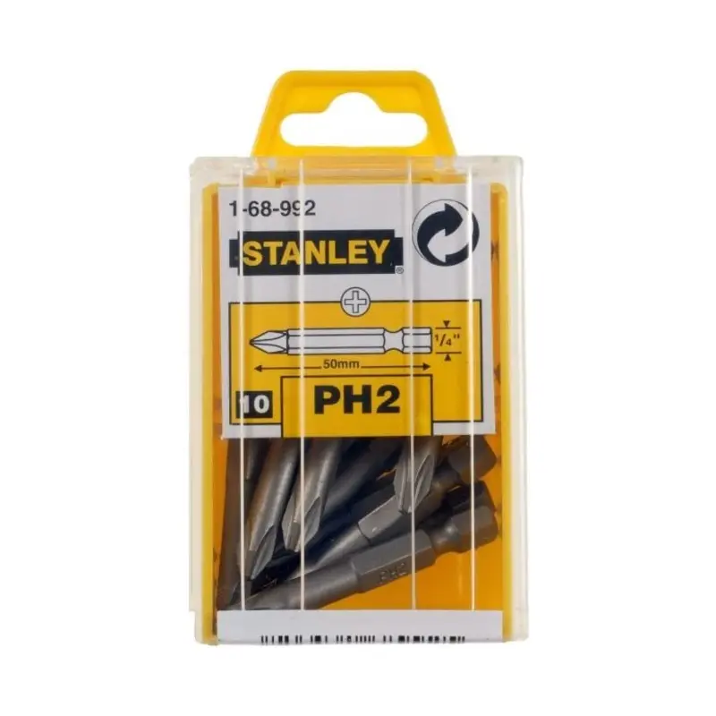 Stanley 1-68-992 Phillips 1/4" Power Bits PH2 x 50mm (Box 10) STA168992B