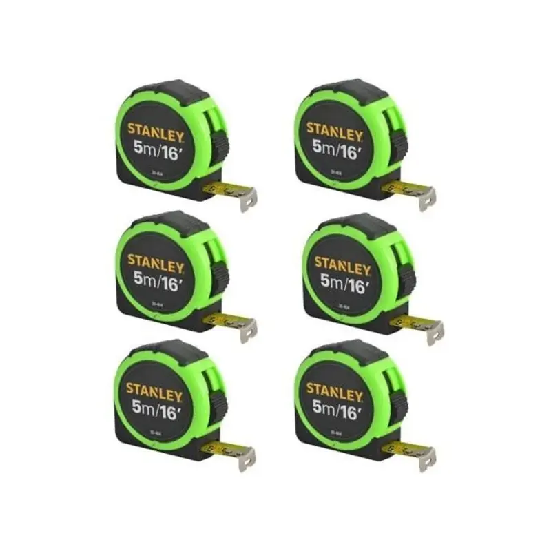 6 x Stanley Pocket Tape 5M / 16Ft  Green 1-30-696