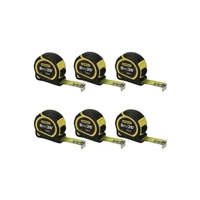 6 x Stanley Pocket Tape 8M / 26Ft  Orange 1-30-656
