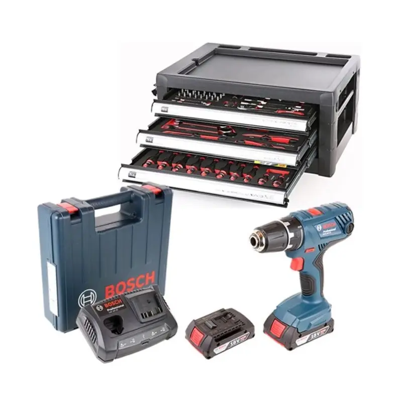 Bosch GSR18V-21 Drill Driver + 3 Drawers Lockable Tool Chest