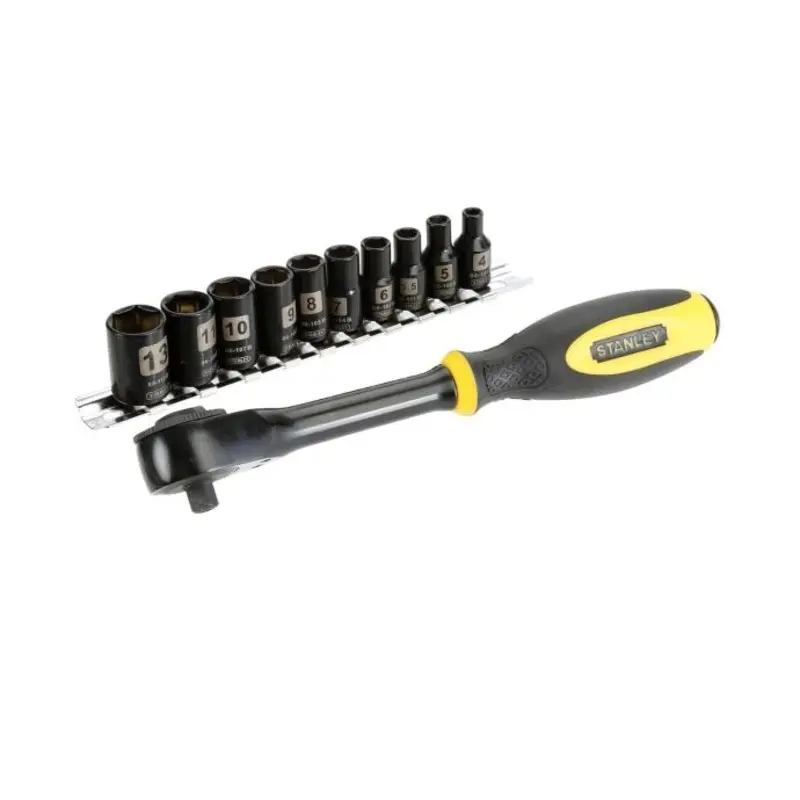 STANLEY 1/4 in. Chrome Rotator Rachet Set (11 pc.) 0-94-607