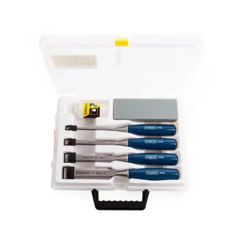 Stanley 0-16-130 Bevel Edge Chisel Set of 4 & Oilstone