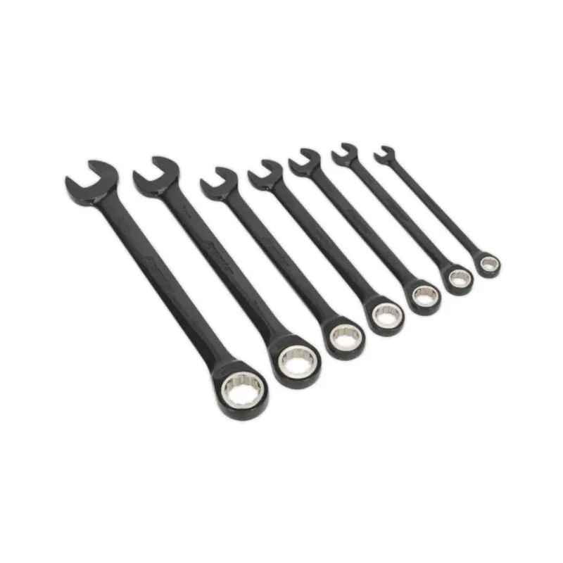 Sealey Combination Ratchet Spanner Set 7pc Premier Black Metric
