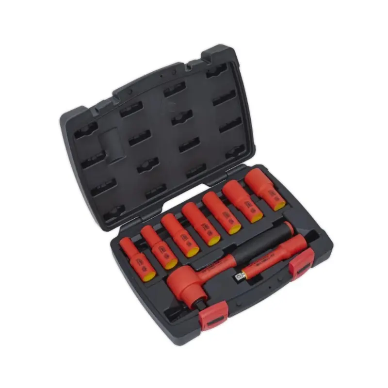 Sealey Insulated Socket Set 9pc 3/8"Sq Drive 6pt WallDrive VDE Approved
