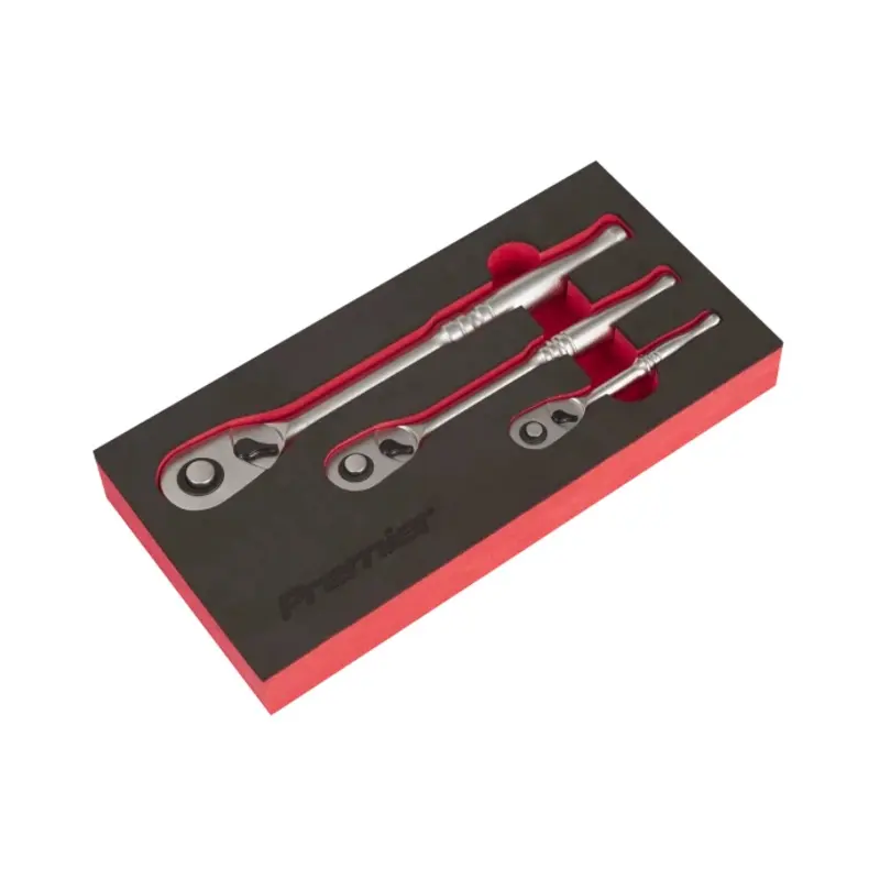 Sealey Ratchet Wrench Set 3pc Pear-Head Flip Reverse - Premier Platinum
