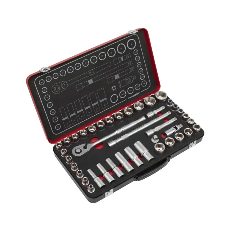 Sealey Socket Set 1/2"Sq Drive 40pc - Metric/Imperial - Premier Platinum