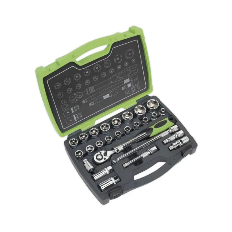 Sealey Socket Set 26pc 1/2"Sq Drive 6pt WallDrive Metric
