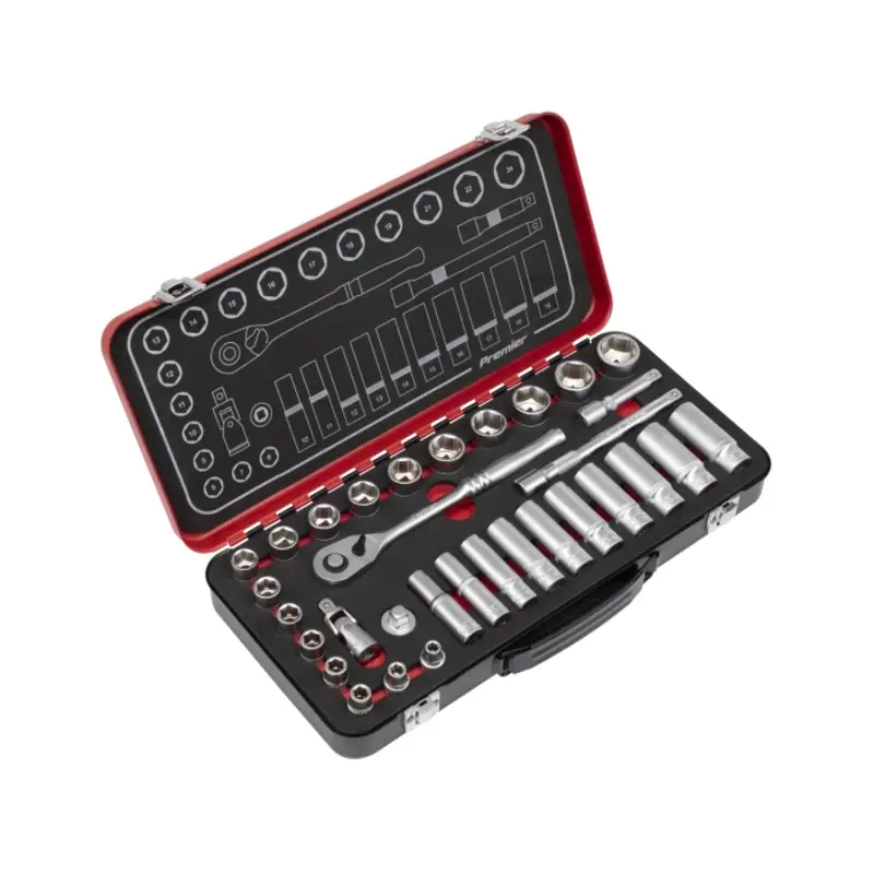Sealey Socket Set 3/8"Sq Drive 32pc - Premier Platinum