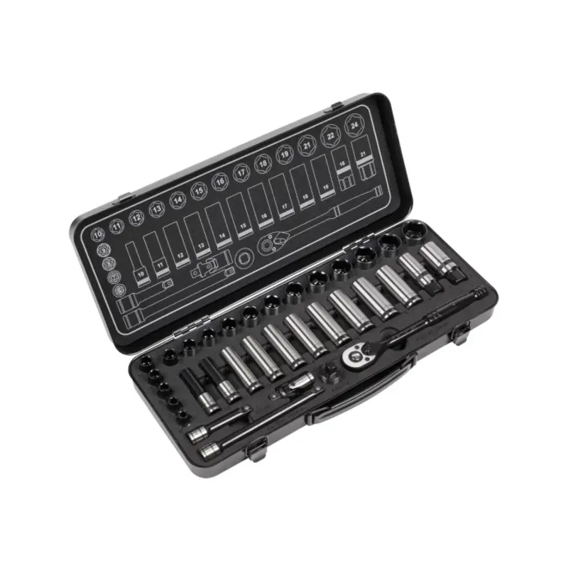 Sealey Socket Set 34pc 3/8"Sq Drive WallDrive Metric Black Series