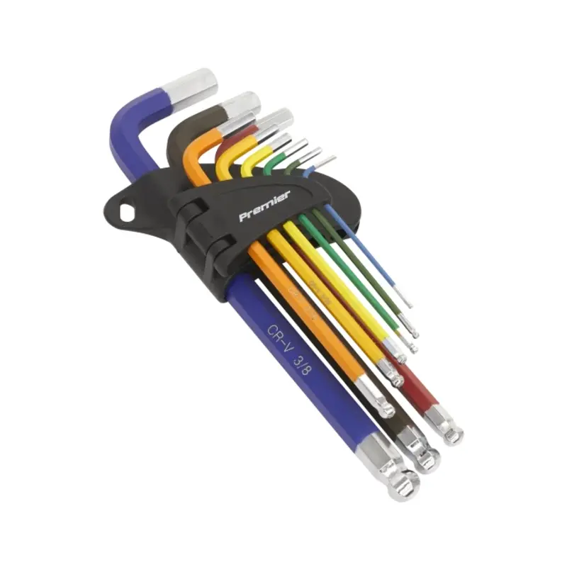 Sealey Ball-End Hex Key Set 9pc Long Colour-Coded Imperial