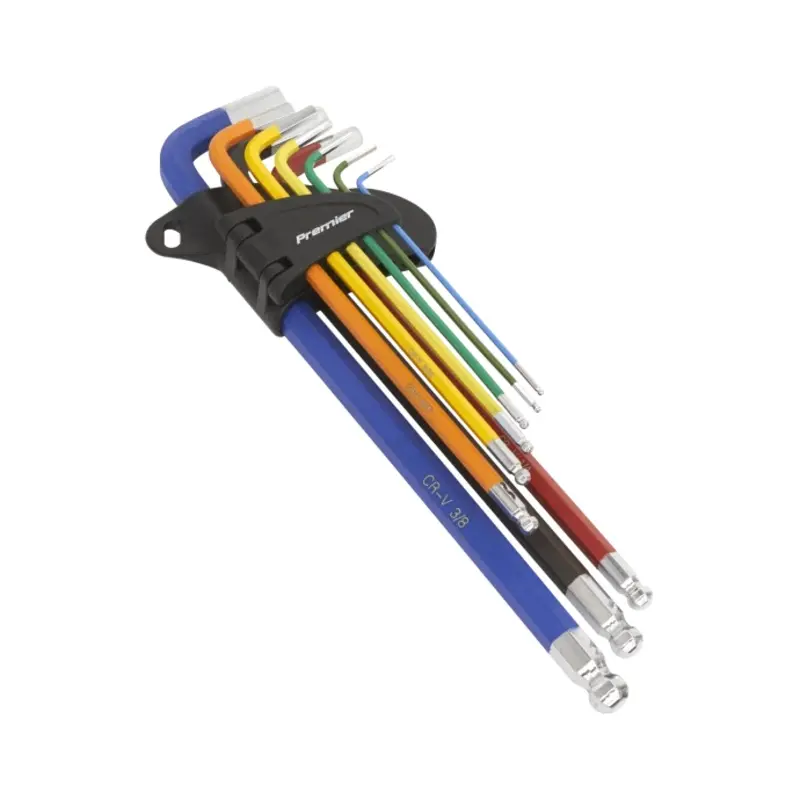 Sealey Ball-End Hex Key Set Extra-Long 9pc Colour-Coded Imperial