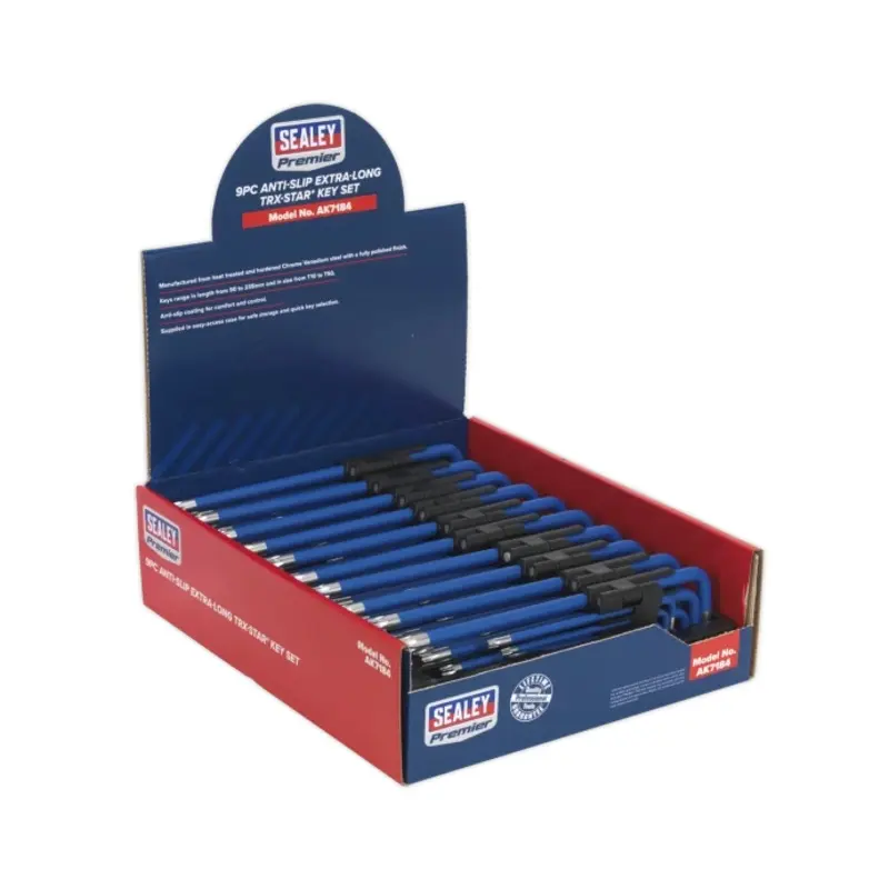 Sealey TRX-Star* Key Set 9pc Extra-Long Anti-Slip Display Box of 10
