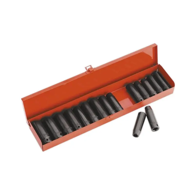 Sealey Impact Socket Set 16pc Deep 1/2"Sq Drive Metric/Imperial