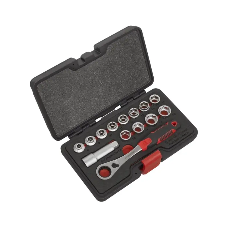 Sealey Socket Set 14pc Go-Through Low Profile WallDrive Metric