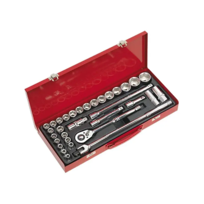 Sealey Socket Set 32pc 1/2"Sq Drive 6pt WallDrive - Metric/Imperial