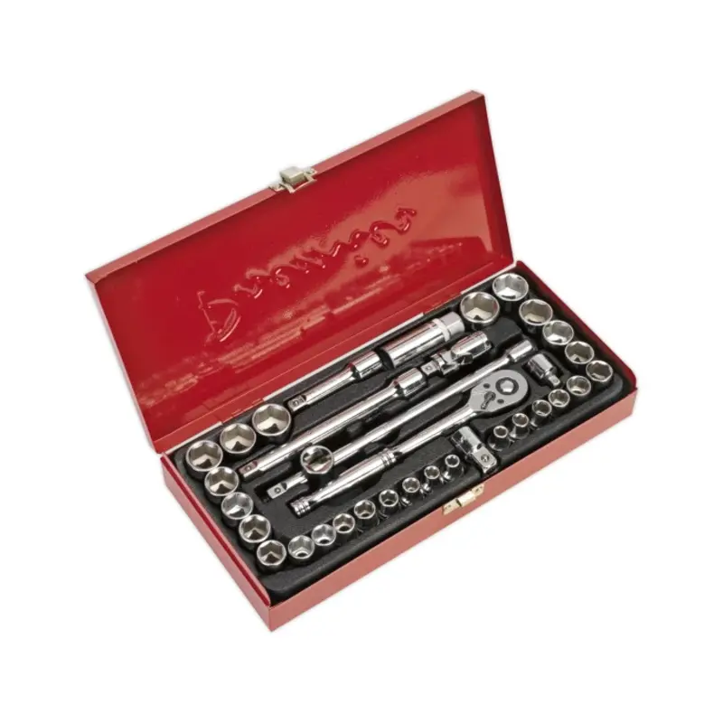 Sealey Socket Set 35pc 3/8"Sq Drive 6pt WallDrive - Metric/Imperial