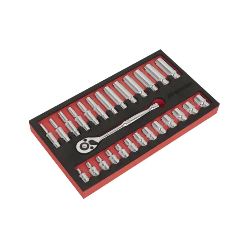 Sealey Ratchet Wrench & Socket Set 27pc 1/4"Sq Drive