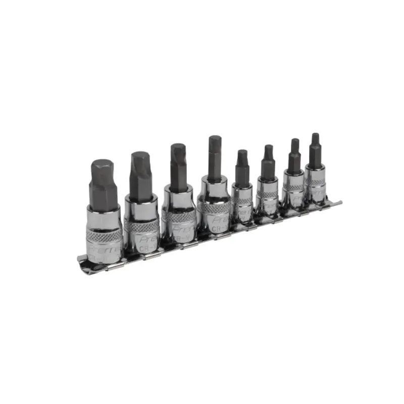 Sealey Hex Socket Bit Set Lock-On 8pc 1/4" & 3/8"Sq Drive - Imperial