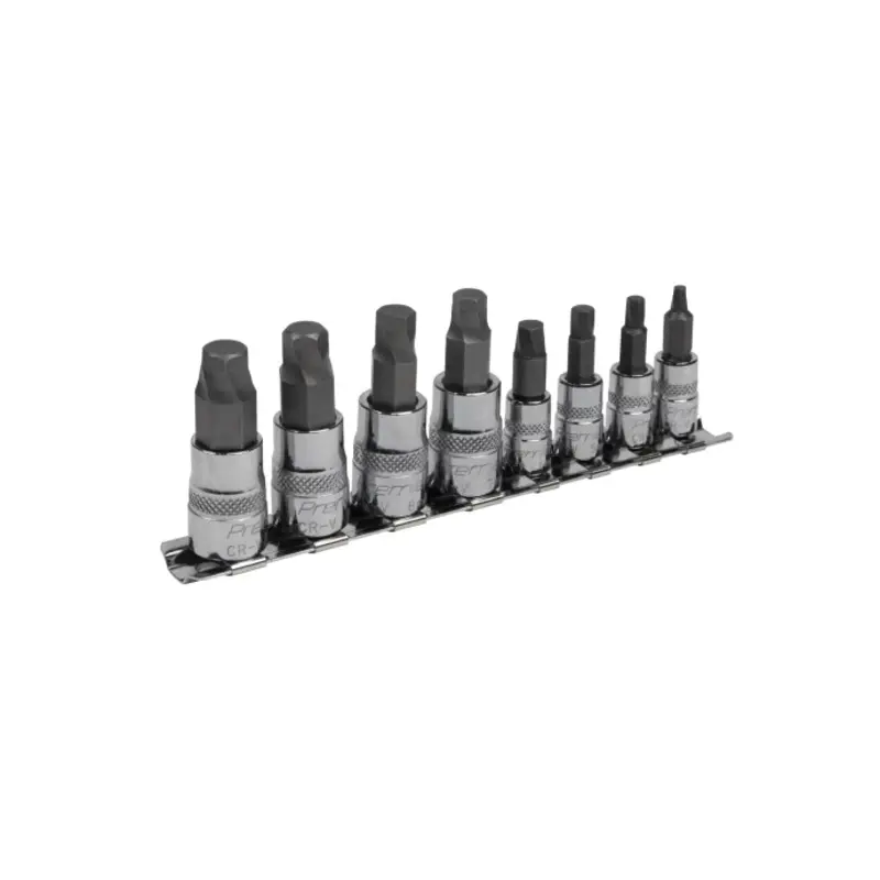 Sealey Hex Socket Bit Set Lock-On 8pc 1/4" & 3/8"Sq Drive Metric
