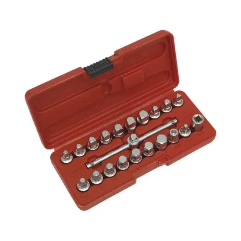 Sealey Oil Drain Plug Key Set 21pc 3/8"Sq Drive