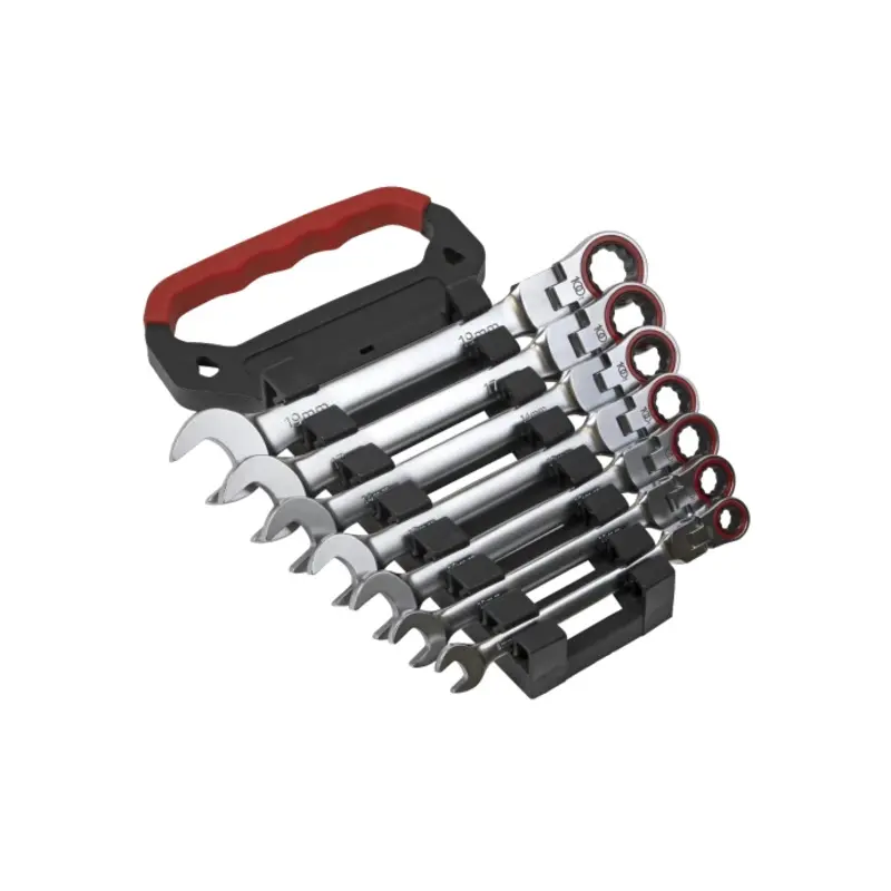 Sealey Flexi-Head Ratchet Combination Spanner Set 7pc Metric Platinum Series